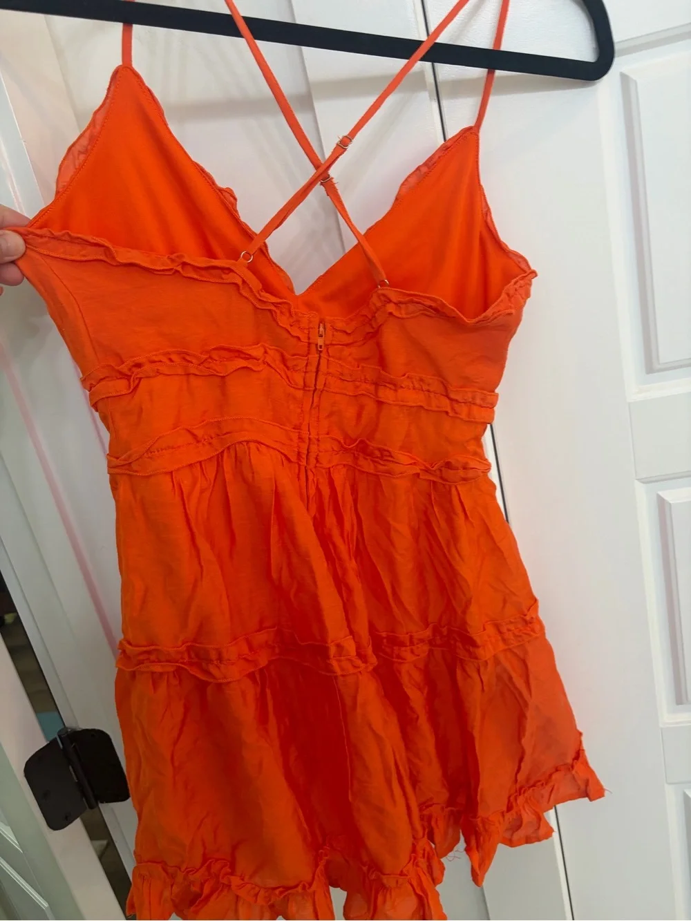 Francesca's Orange Ruffle Tiered Sundress